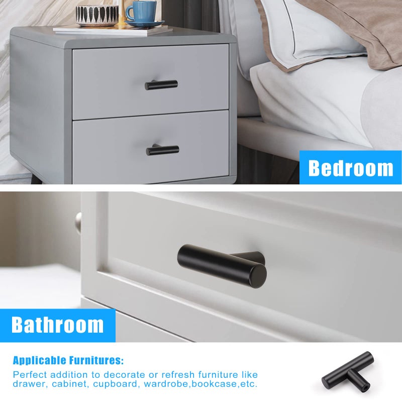 KNOBWELL 20 Pack Single Hole 2" Black Cabinet Knobs and Pulls, Drawer Knobs, Dresser Knob for Kitchen and Bathroom - Image 3